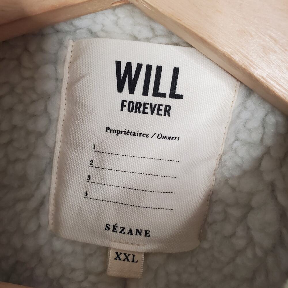 Sezane Will Forever Jean Jacket Indigo Blue Denim Sherpa Oversized Size XXL - Picture 7 of 9